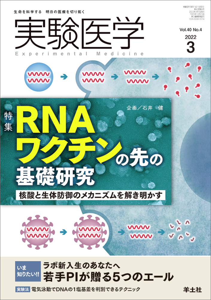実験医学：RNAワクチンの先の基礎研究〜核酸と生体防御のメカニズムを 
